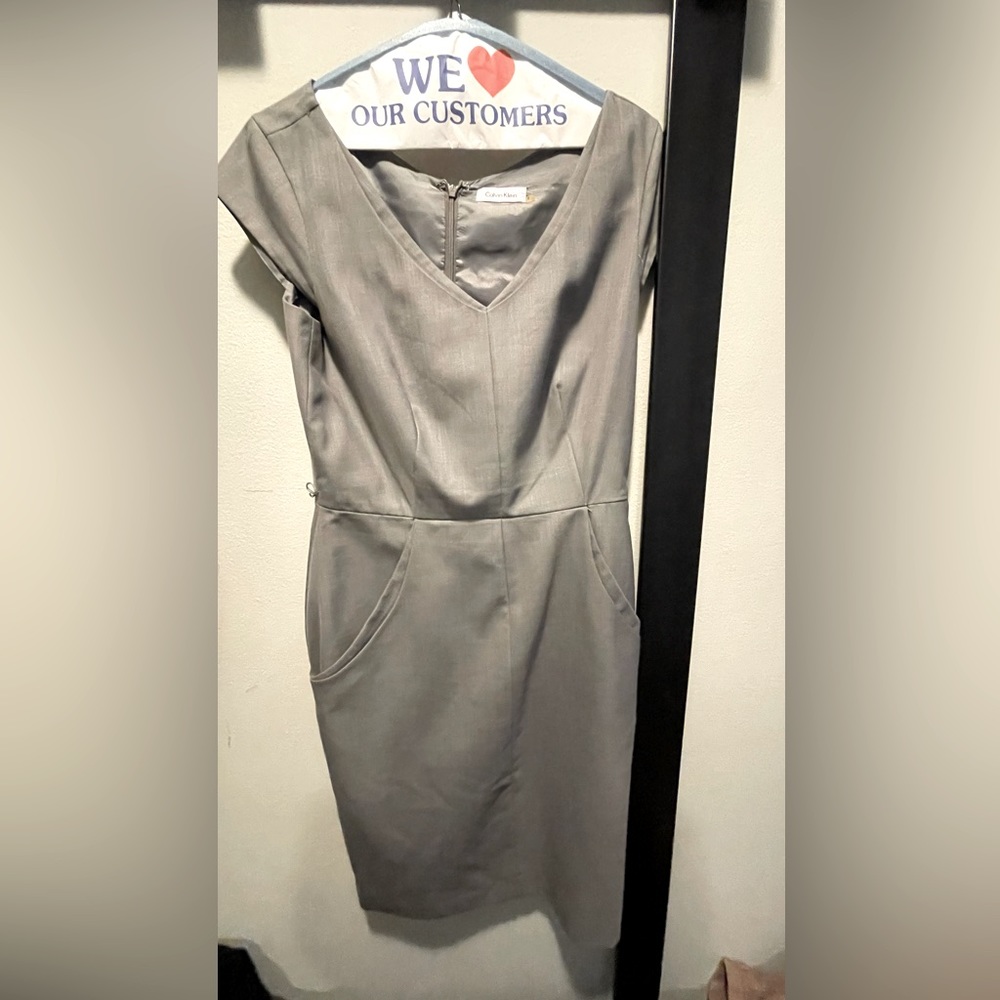 Calvin Klein gray sheath dress